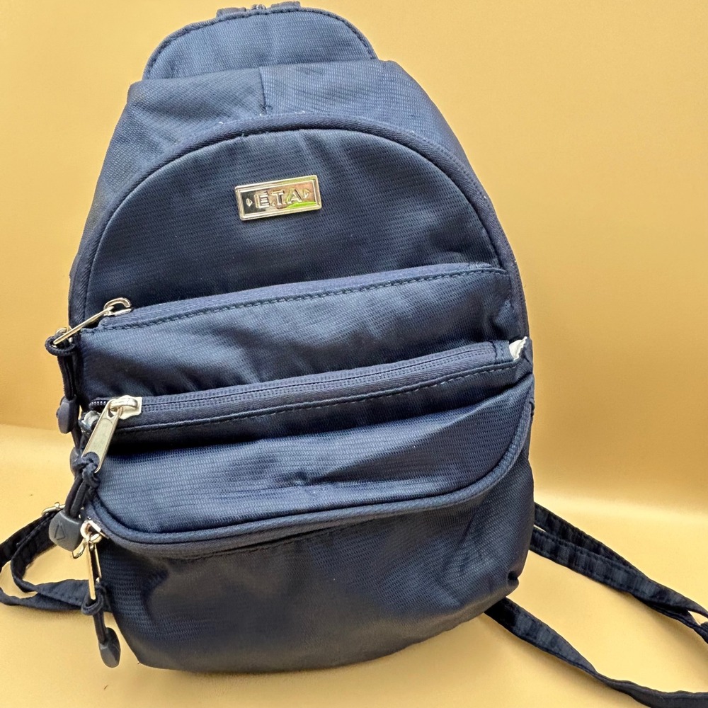 ETA Navy Blue Mini Backpack Convertible Sling Bag Ripstop Nylon Multi-Pocket